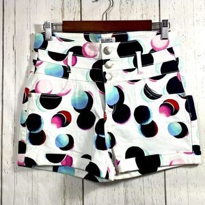 Celebrity Pink Womens Polka Dot High Waist Cuffed Short